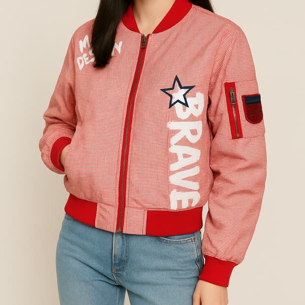 에고이스트 체크무늬 레드 봄버 자켓_55