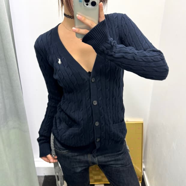폴로 네이비 케이블 가디건