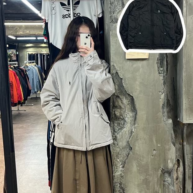 예일 리버시블 퀄팅 자켓 블랙/그레이 L #csz2214