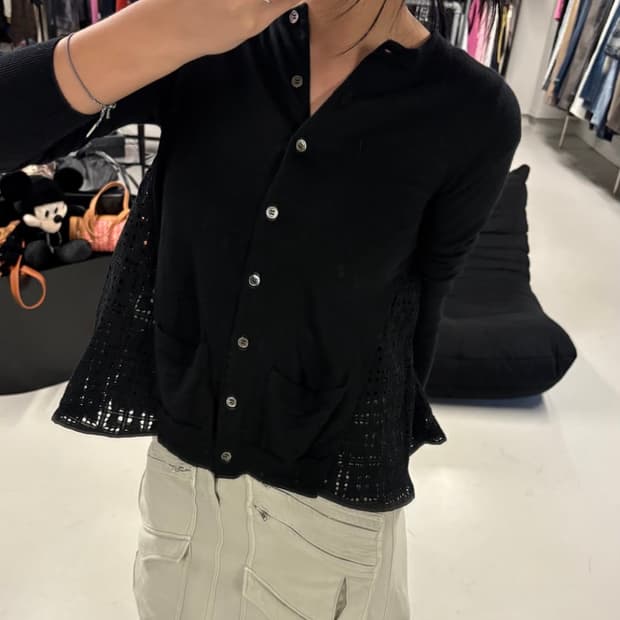 Sacai luck lace mix knit cardigan