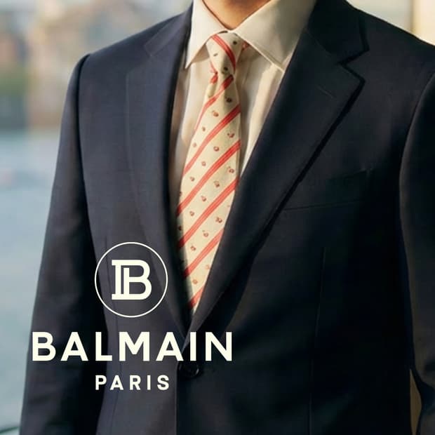 발망 아이보리 스트라이프 자수 넥타이 9.6cm A+등급 A19706