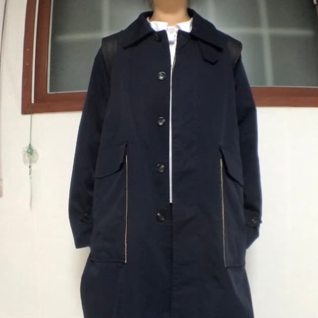 네이비 면 코트