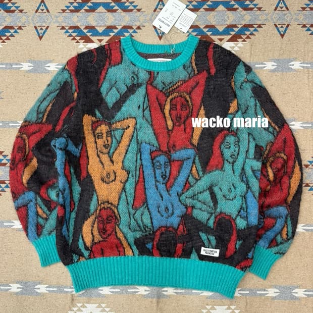 [M] 와코마리아 유라 백녀도 모헤어 니트 