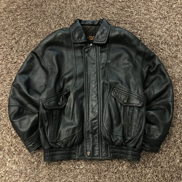 빈티지 양가죽 봄버 레더 가죽 자켓