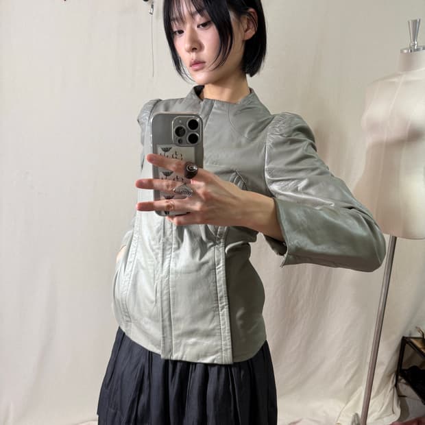 Otto 퍼프 숄더 양가죽 자켓