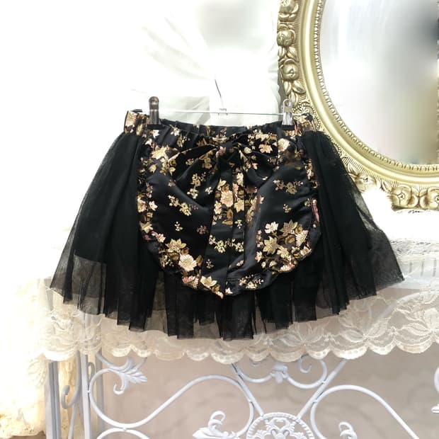 oriental embroidery ribbon mini skirt