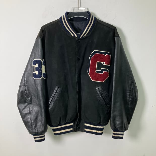 정글스톰 소가죽 바시티 자켓 M