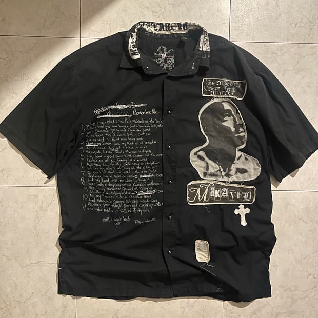 2pac “makaveli” patchwork shirt xl