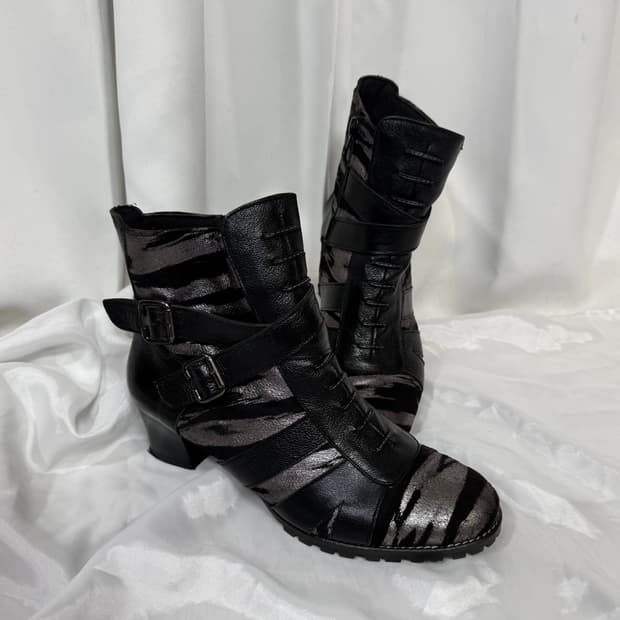 zebra buckle boots