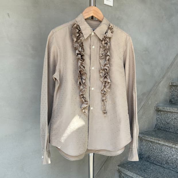 꼼데가르송 robe de chambre 도트 프릴 셔츠