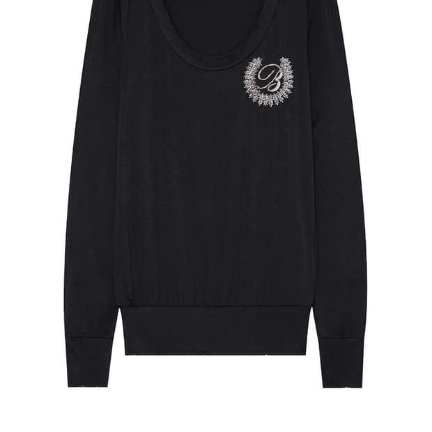 Beaded plunge neck top (Black)