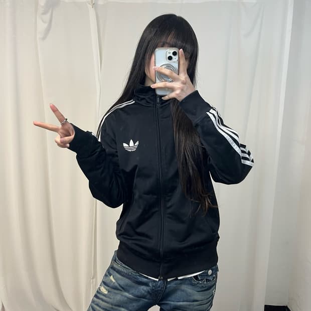 Adidas black old Firebird jersey