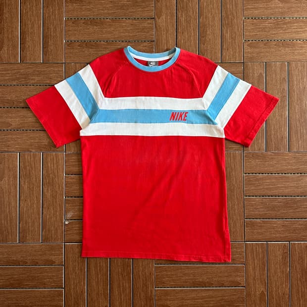 00’s Nike retro striped cotton 1/2 tee