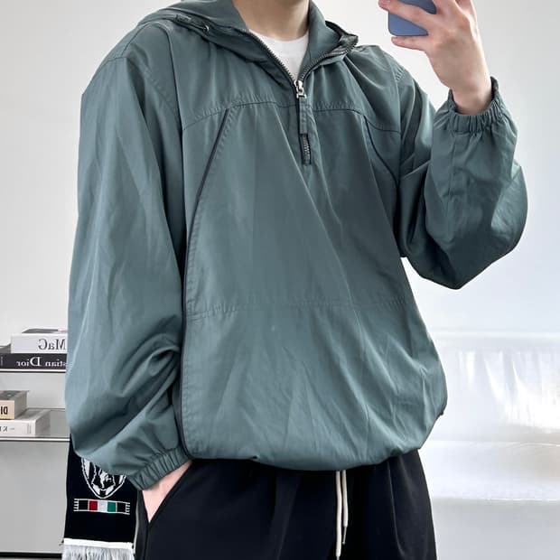 아디다스 다크그린 아노락 바람막이 자켓 100