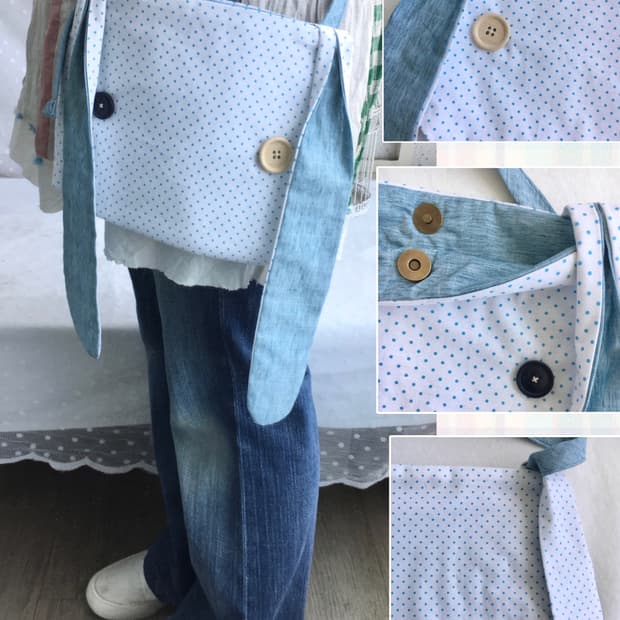 [HANDMADE] 핸드메이드 도트 토끼 크로스백 모리걸