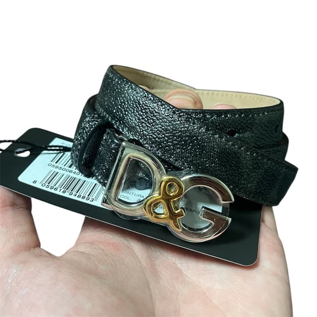 Dolce & Gabbana D&G버클 블랙 레오파드 레더 벨트