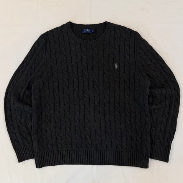 신형) 폴로 랄프로렌 꽈배기 케이블 니트 차콜 블랙