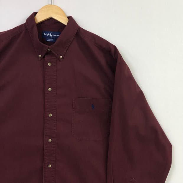 Xxl 폴로 버건디 솔리드코튼 셔츠