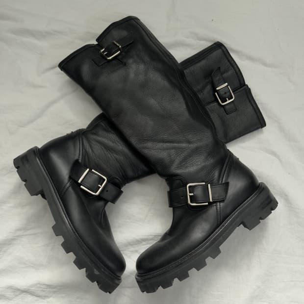 지미추 더블 버클 스트랩 컴뱃부츠