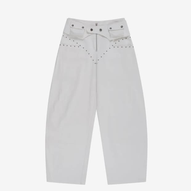 카시코 Belt Rivet Oval Pants Off White