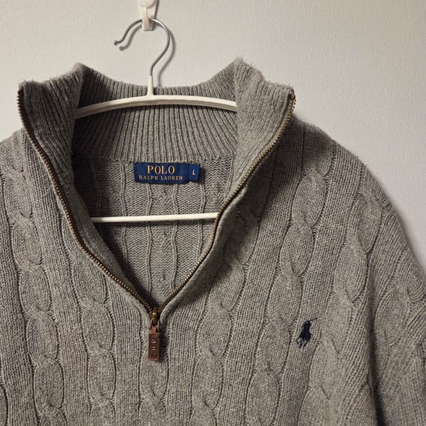 폴로 랄프로렌 하프집업 케이블 니트 풀오버 L