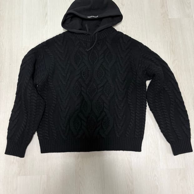 슈프림 케이블니트후드 블랙 s 25fw 새상품