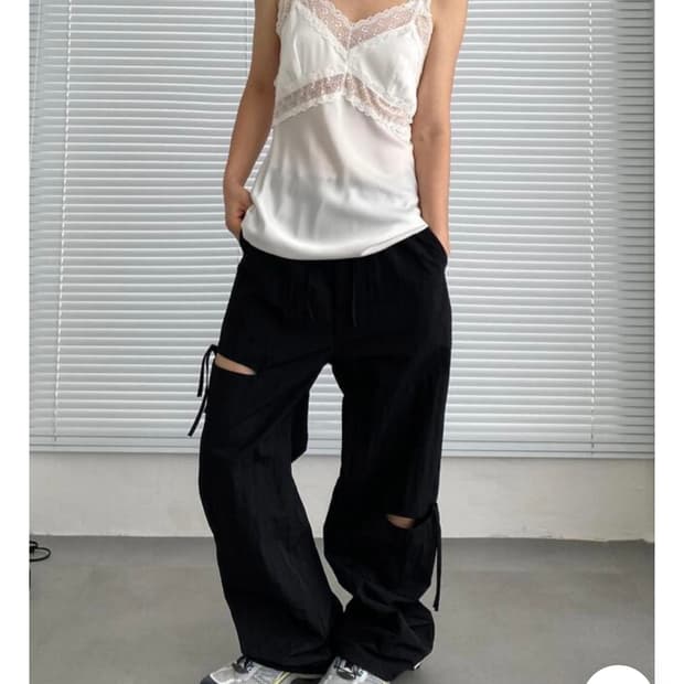 어나더랭귀지 side ribbon silt pants