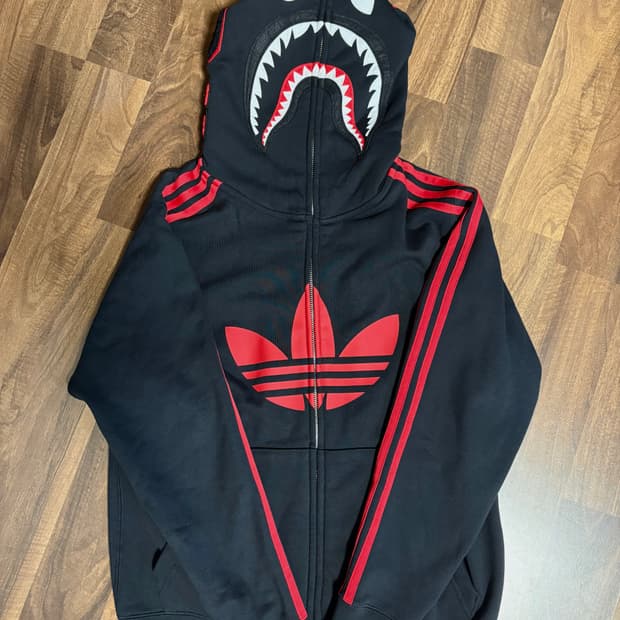 아디다스 x 베이프 얼티밋 샤크 후드 블랙