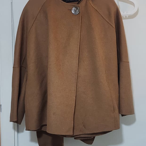 ZARA 여성 카멜 브라운 케이프 코트 XS