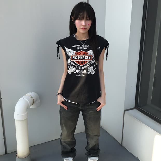 USA Biker Cut Off Graphic Tee