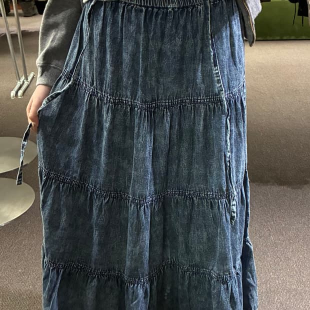 M)Japanese vintage 여성 데님 롱 스커트