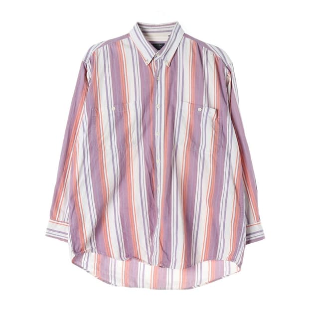 Wilker Works 멀티 스트라이프 버튼다운 빈티지 셔츠 L