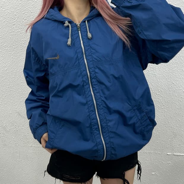 나이키 90's 블루 후드 바람막이 S