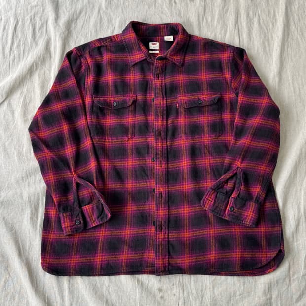 리바이스 두툼 퍼플 체크셔츠 XL