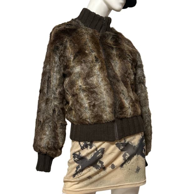 빈티지 y2k st 아크릴 퍼 가디건