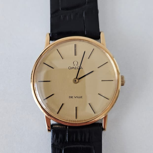 빈티지 오메가 드빌 금장 가죽 시계