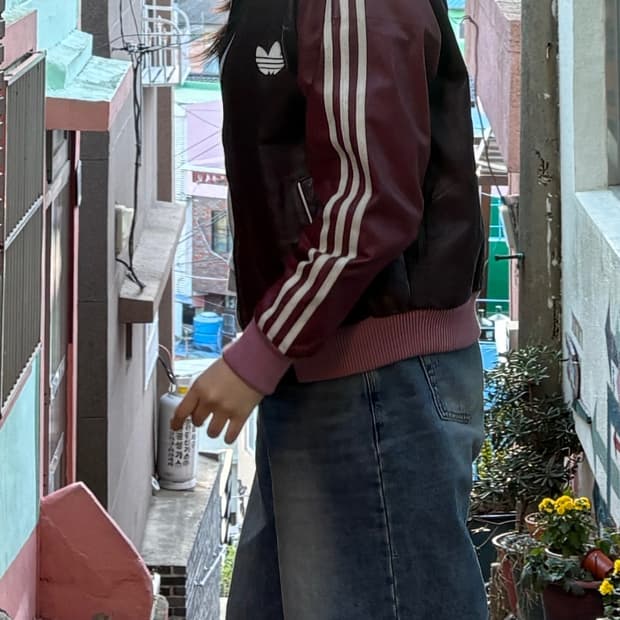 아이다스 레더 빈티지 자켓