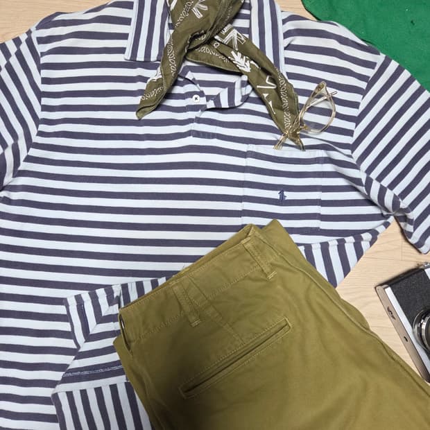 POLO RALPH 단가라 포켓 카라 반팔 티셔츠 