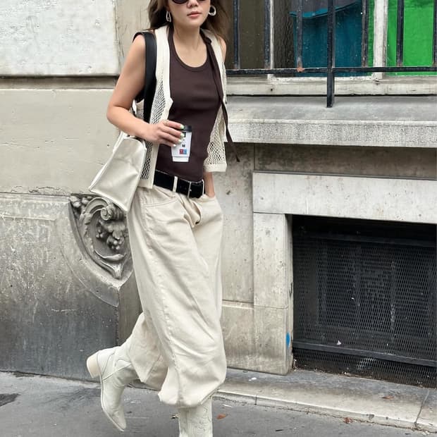 (미개봉) 다이닛 코튼 팬츠 STUD WIDE PANTS IN ECRU