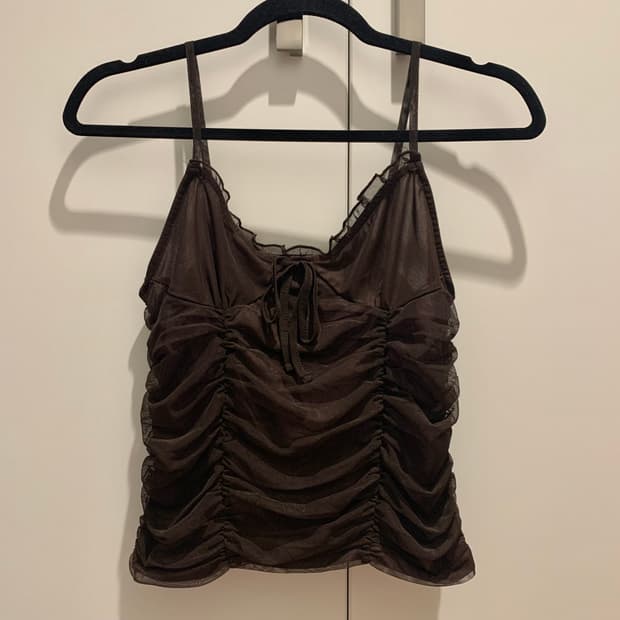 빈티지 셔링 쉬어 캐미탑 브라운