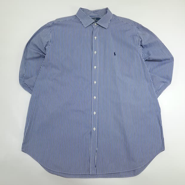 Co967 2XL 폴로 랄프로렌 블루 스트라이프 긴팔 셔츠 남방