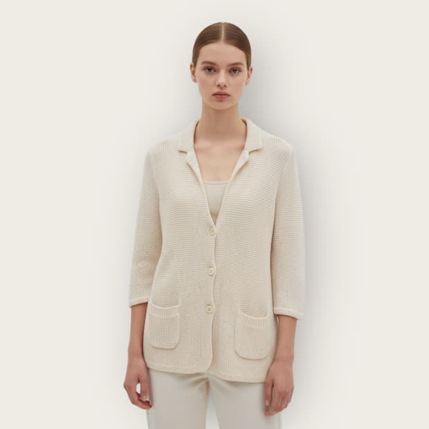 42/ 로로피아나 캐시미어 블랜딩 엘보패치 가디건 자켓