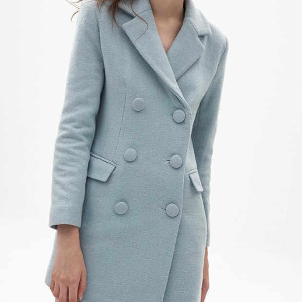 오드원아웃 더블 버튼 코트 자켓 원피스 블루