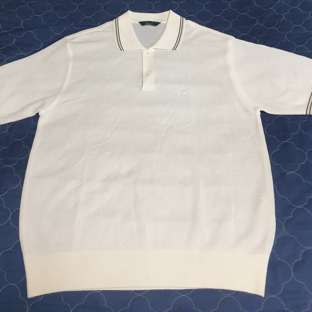 (빈티지) 로가디스 그린라벨 워셔블 하찌 반팔 카라티 아이보리 (100)