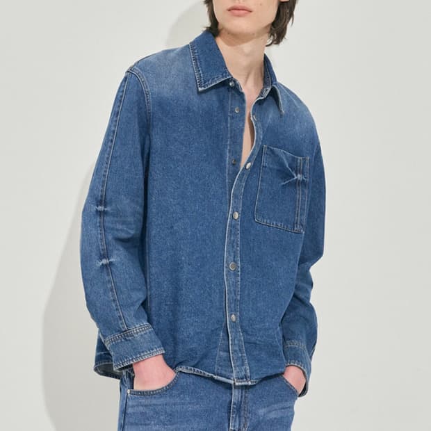 시스템옴므 워시드 포켓 데님 셔츠 105