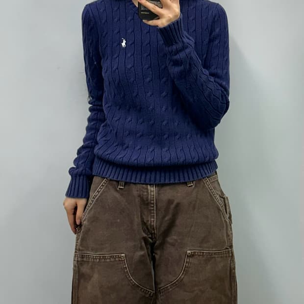 폴로 랄프로렌 네이비 케이블 꽈배기 니트