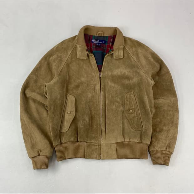 [구매] (M) 90s 폴로 스웨이드 해링턴