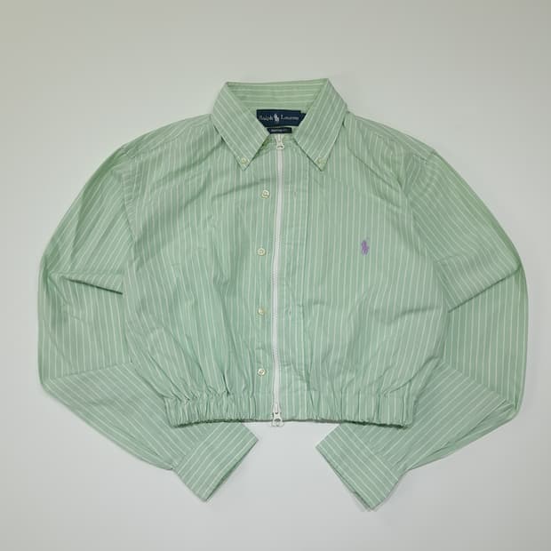 CL906 FREE 폴로 00s 그린 스트라이프 리메이크 크롭 셔츠 남