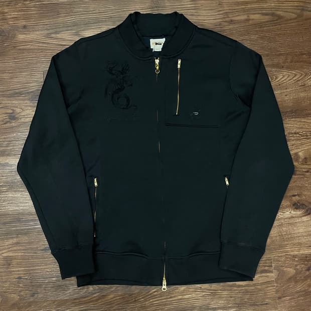 디젤 투웨이 드래곤 프린팅 트랙탑 집업 져지 자켓 블랙