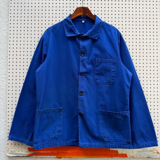 OLD VINTAGE WASHED BLUE HBT 헤링본 프렌치워크자켓